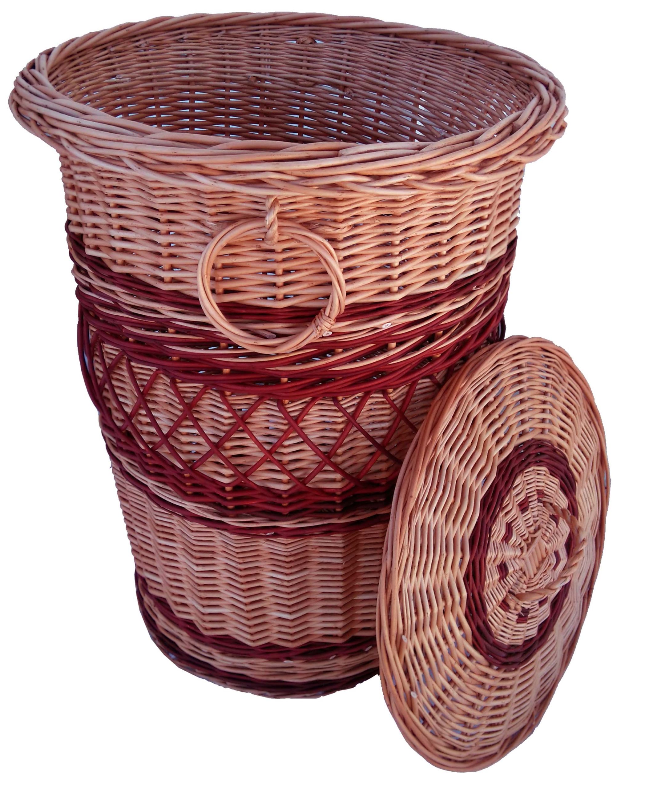 Wicker laundry container, closed